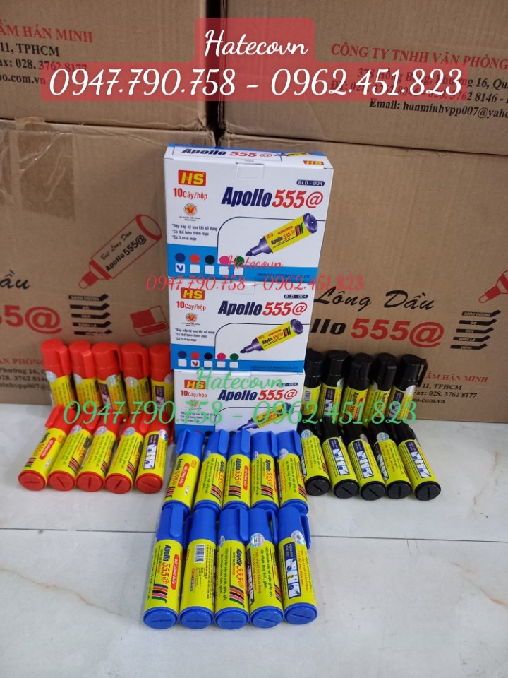 Bút lông dầu Apollo 555 @ xanh/đỏ/đen - Bút không xóa được BLD004 (HÀNG CHÍNH HÃNG)