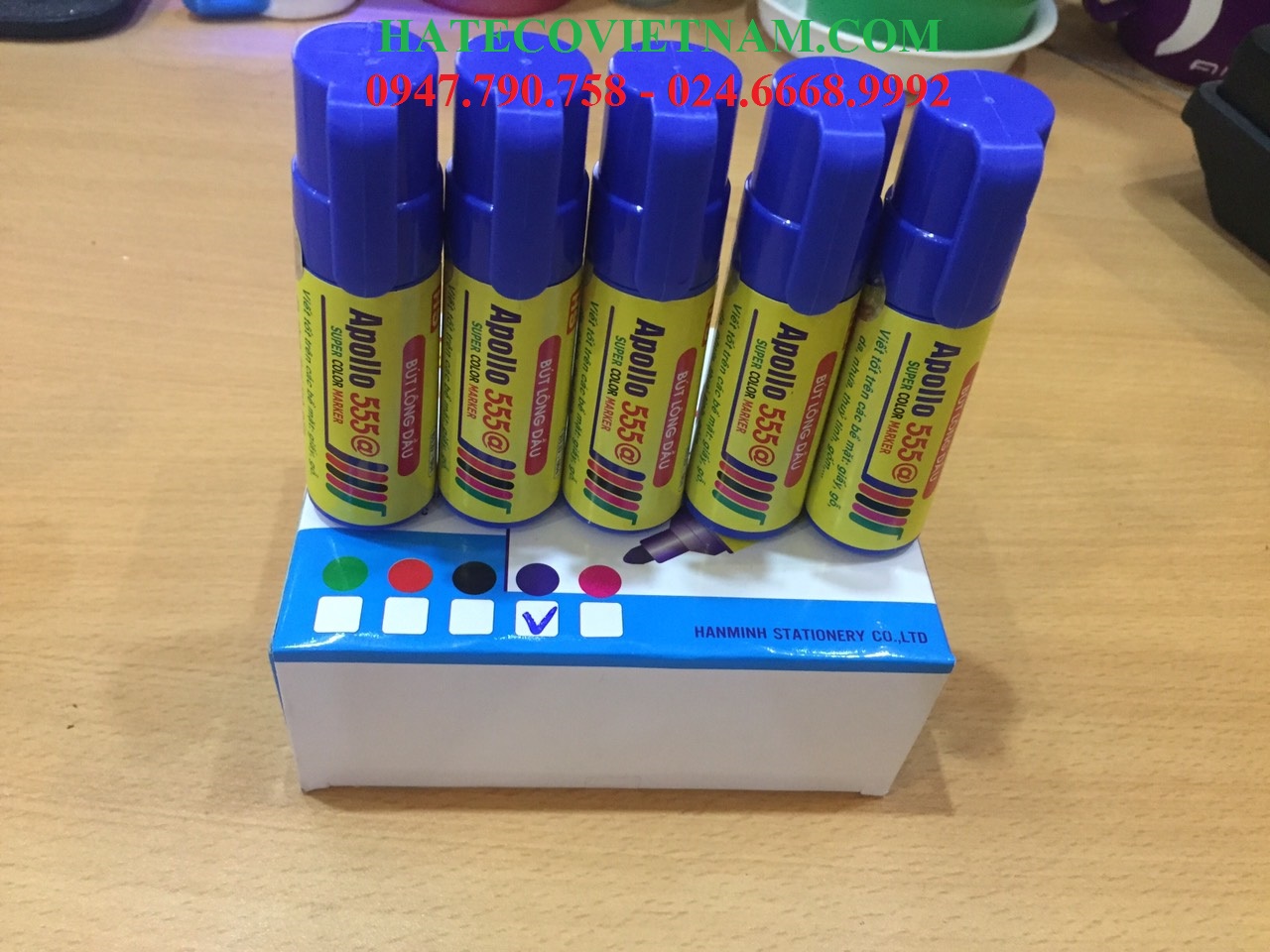 Bút lông dầu Apollo 555 @ xanh/đỏ/đen - Bút không xóa được BLD004 (HÀNG CHÍNH HÃNG)
