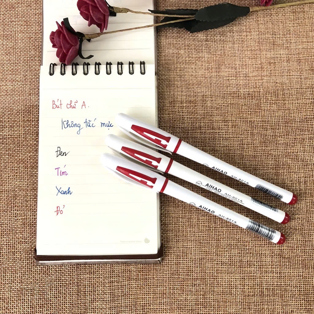 Bút bi nước chữ A - Aihao - Ngòi 0.5mm đủ màu XANH/ ĐỎ/ ĐEN/ TÍM hàng chuẩn loại 1, không tắc mực, viết êm trơn