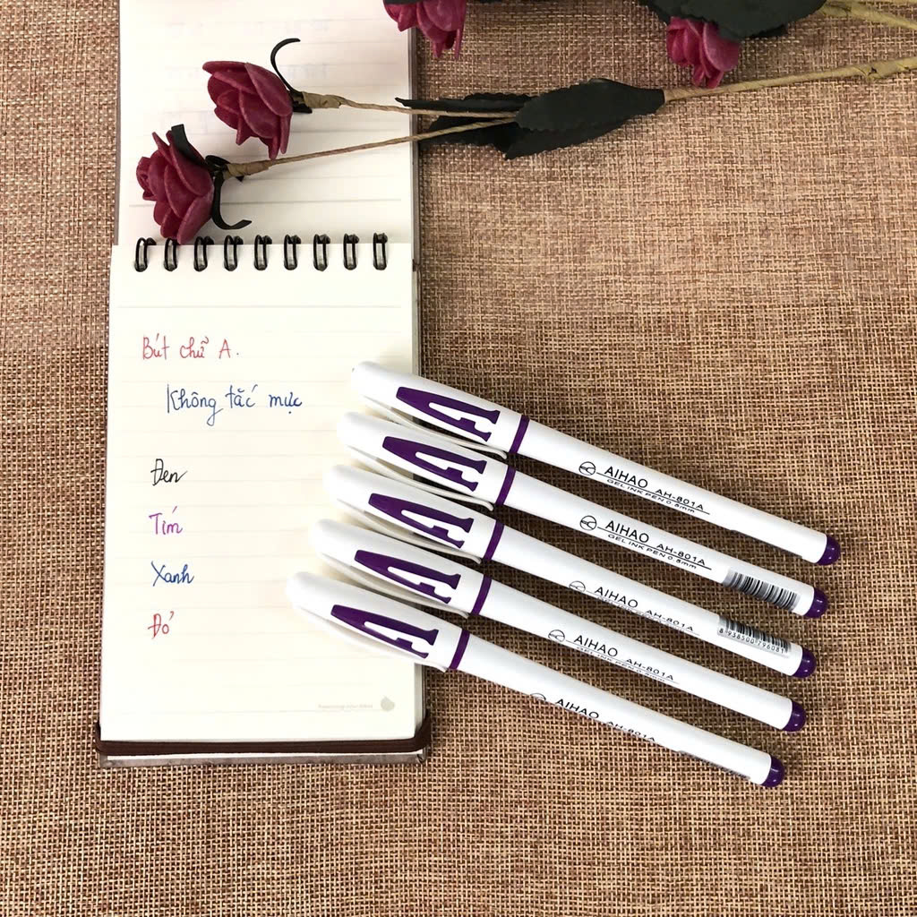 Bút bi nước chữ A - Aihao - Ngòi 0.5mm đủ màu XANH/ ĐỎ/ ĐEN/ TÍM hàng chuẩn loại 1, không tắc mực, viết êm trơn