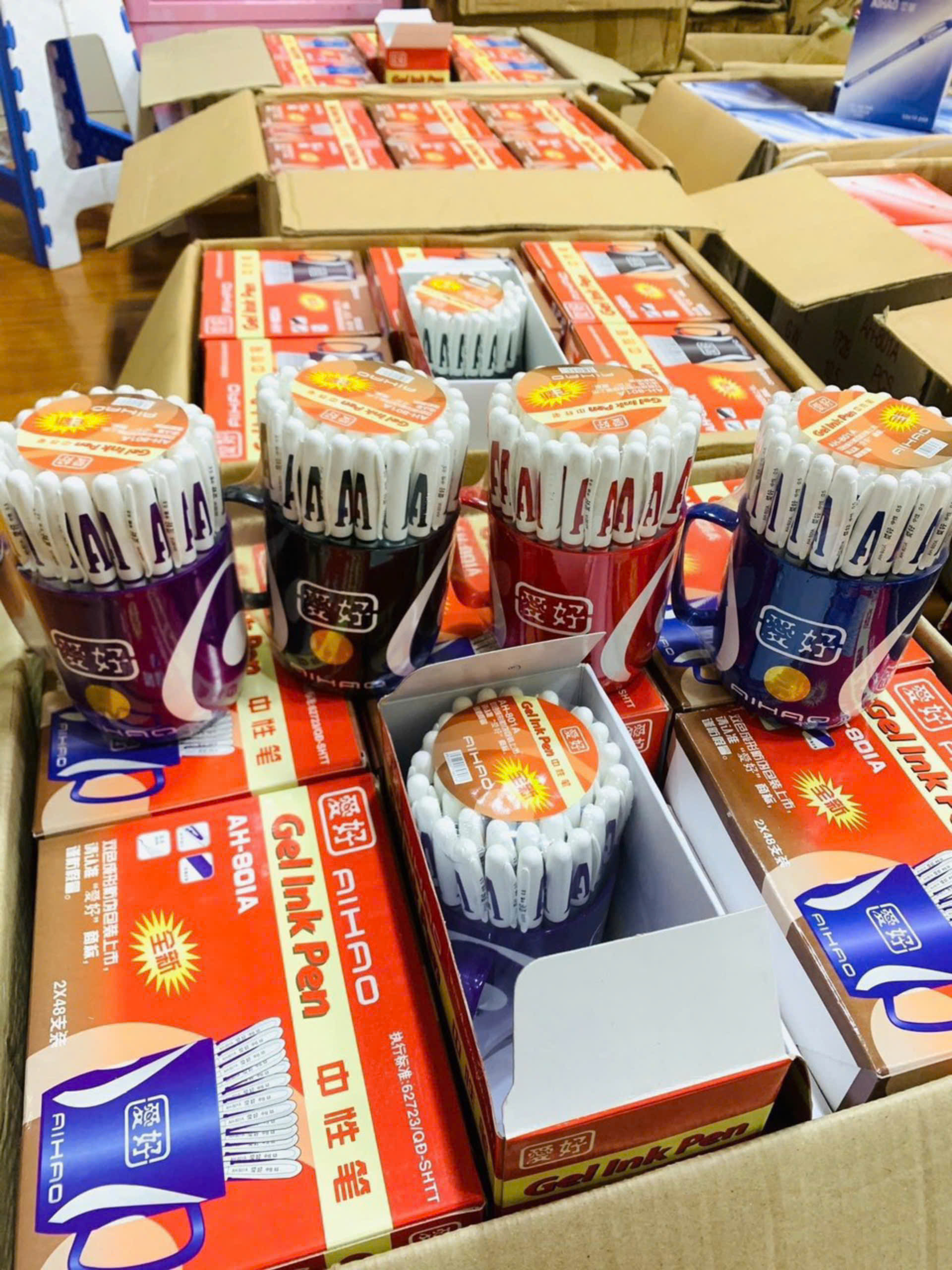 Bút bi nước chữ A - Aihao - Ngòi 0.5mm đủ màu XANH/ ĐỎ/ ĐEN/ TÍM hàng chuẩn loại 1, không tắc mực, viết êm trơn