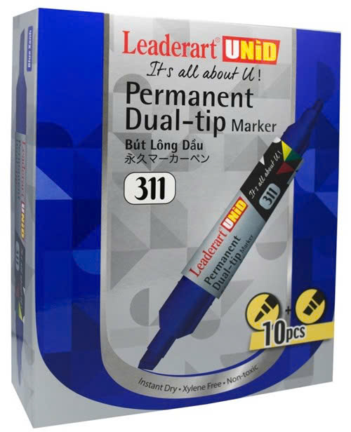 Bút lông dầu hai đầu Leaderart LA311 (Thương hiệu Nhật) Bút lông dầu hai đầu cỡ lớn LA311 - Hộp 10 cái