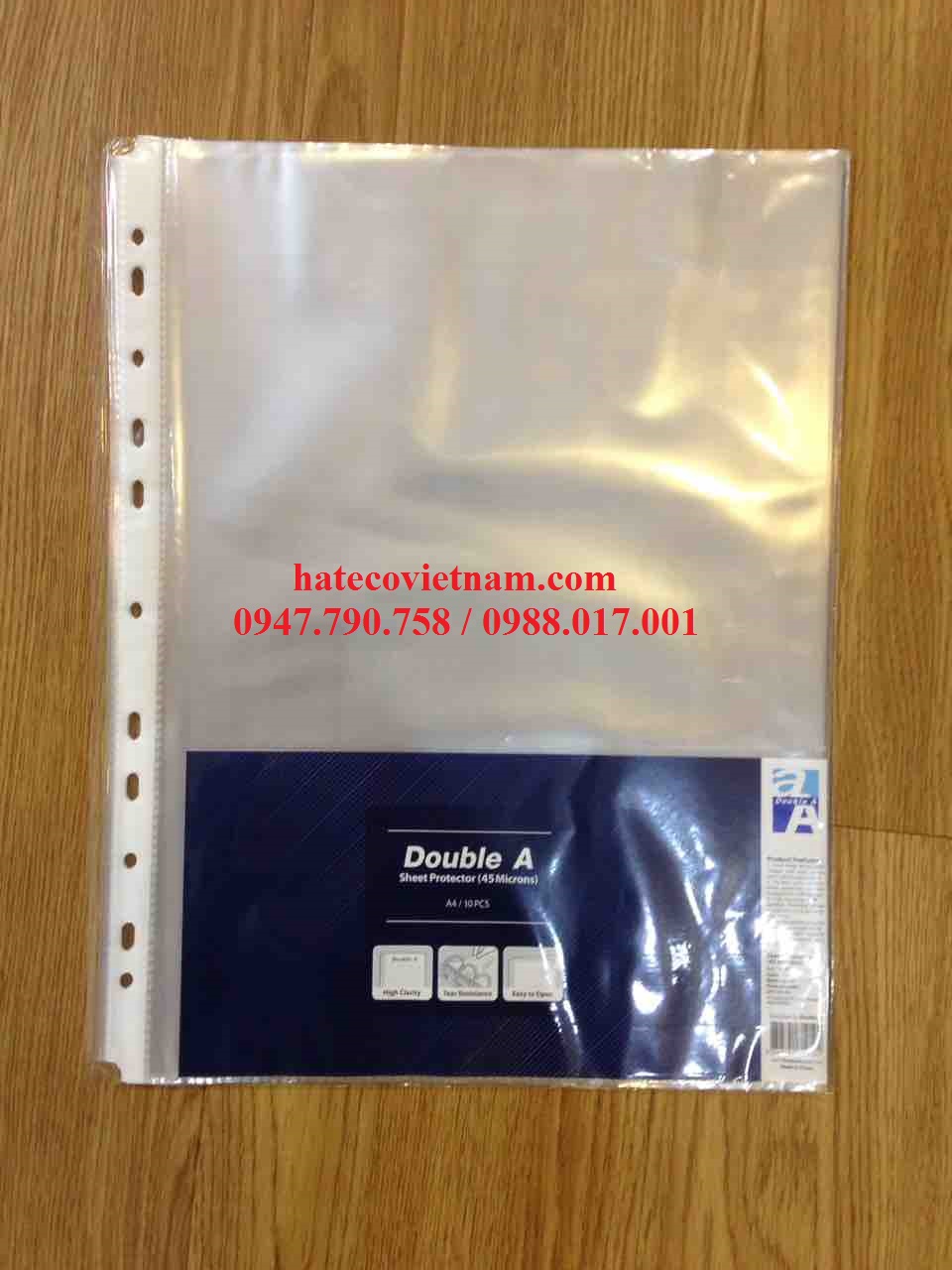 TÚI SƠ MI LỖ A4 DOUBLE A DÀY - SƠ MI 11 LỖ - BÌA LỖ - FILE LÁ LỖ HÀNG CHÍNH HÃNG TỆP 10 CÁI