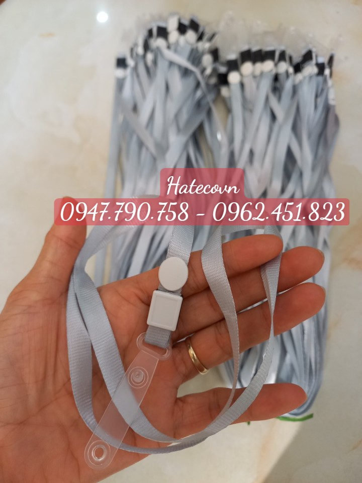 DÂY ĐEO THẺ LỤA MÓC NHỰA MÀU GHI (loại 1) - DÂY ĐEO THẺ HỌC SINH, SINH VIÊN