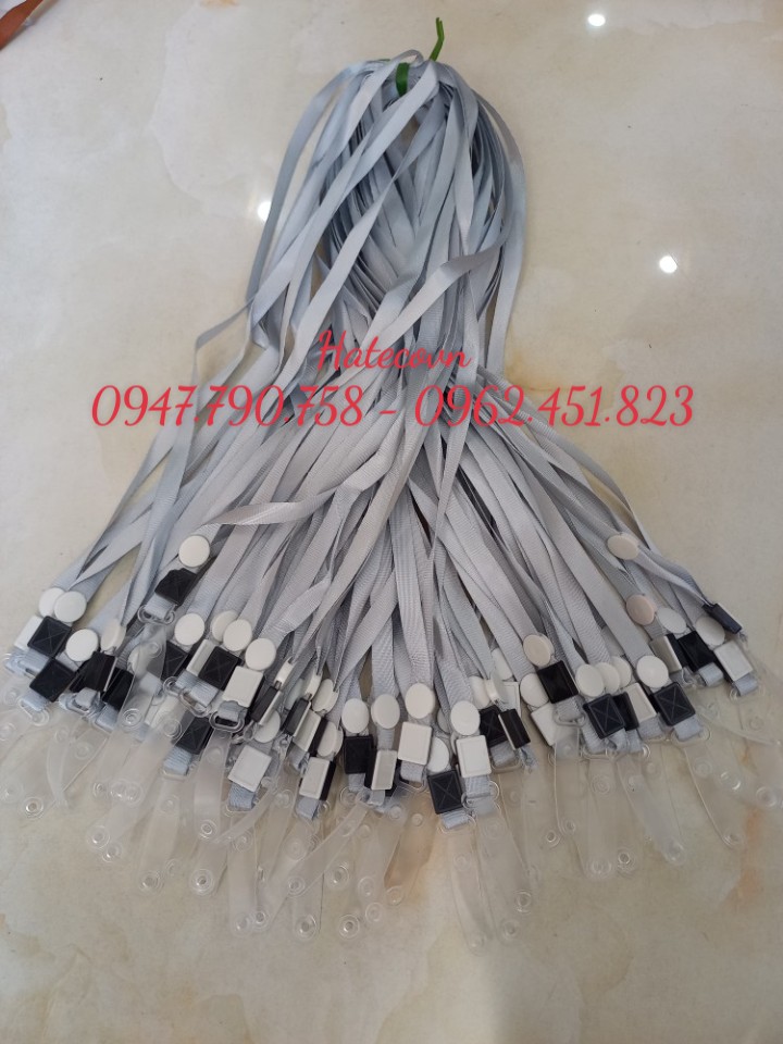 DÂY ĐEO THẺ LỤA MÓC NHỰA MÀU GHI (loại 1) - DÂY ĐEO THẺ HỌC SINH, SINH VIÊN