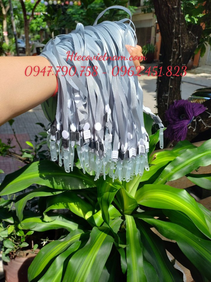 DÂY ĐEO THẺ LỤA MÓC NHỰA MÀU GHI (loại 1) - DÂY ĐEO THẺ HỌC SINH, SINH VIÊN