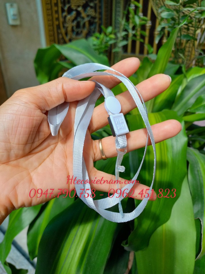 DÂY ĐEO THẺ LỤA MÓC NHỰA MÀU GHI (loại 1) - DÂY ĐEO THẺ HỌC SINH, SINH VIÊN