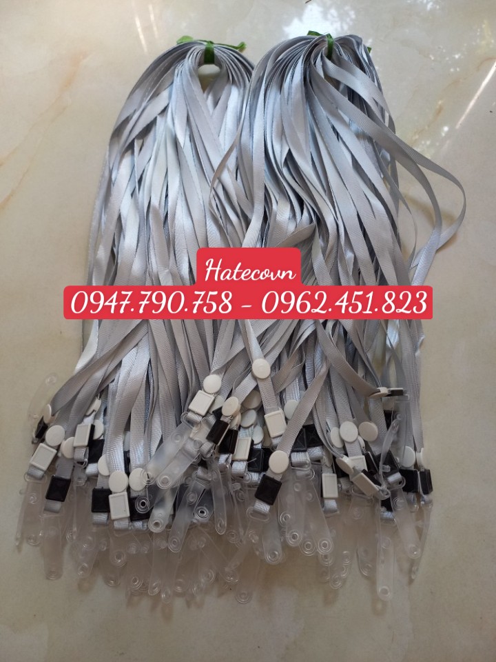 DÂY ĐEO THẺ LỤA MÓC NHỰA MÀU GHI (loại 1) - DÂY ĐEO THẺ HỌC SINH, SINH VIÊN