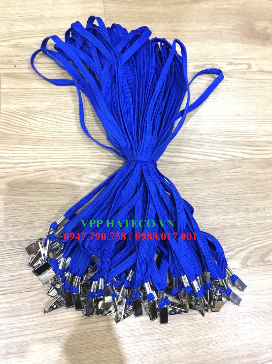 DÂY ĐEO THẺ DÂY DÙ KẸP SẮT MÀU XANH (loại 1) - DÂY ĐEO THẺ HỌC SINH, SINH VIÊN