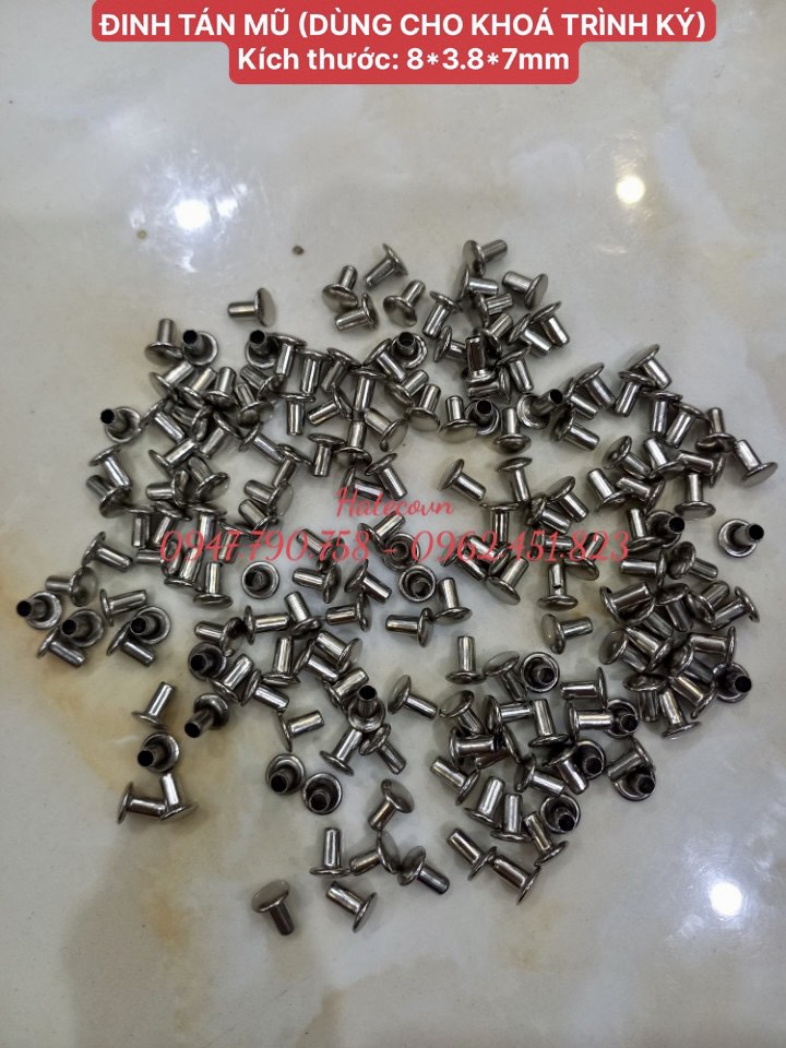 100 ĐINH TÁN (8*3.8*7mm) dùng cho khóa trình ký, khóa còng nhẫn, khóa còng bật,...