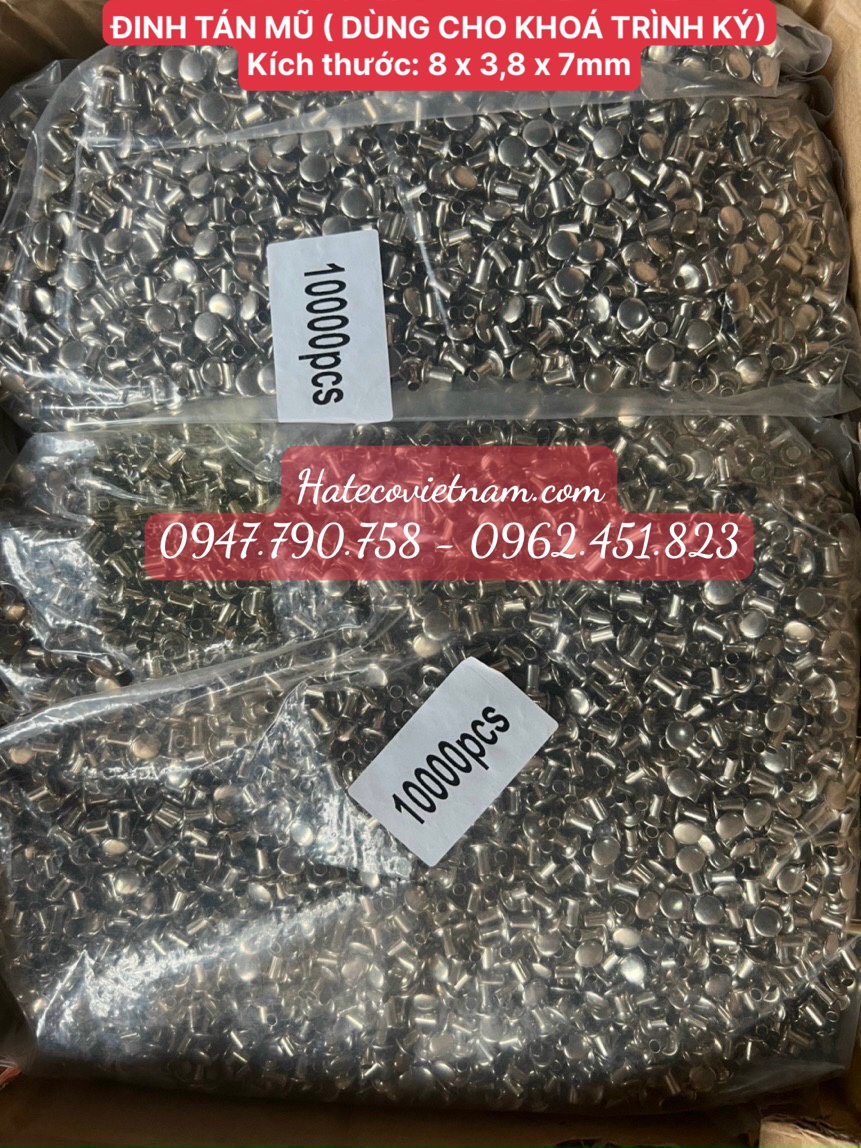 100 ĐINH TÁN (8*3.8*7mm) dùng cho khóa trình ký, khóa còng nhẫn, khóa còng bật,...