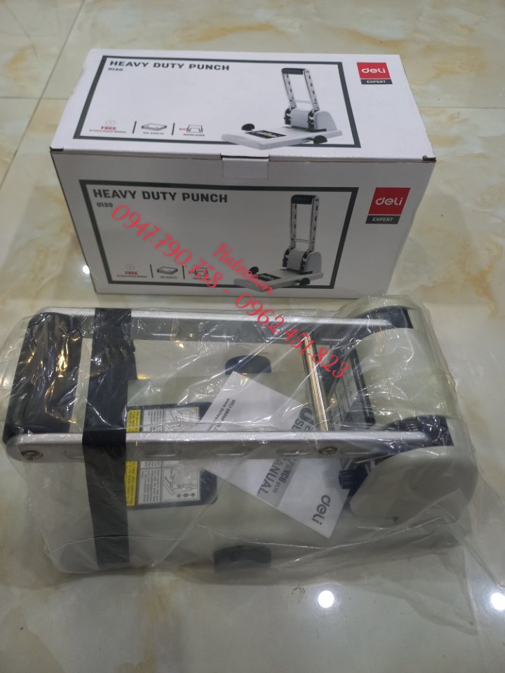 MÁY ĐỤC LỖ 100 TỜ DELI 0130( ĐỤC LỖ 0130 DELI) HÀNG CHÍNH HÃNG DẬP 2 LỖ 0130
