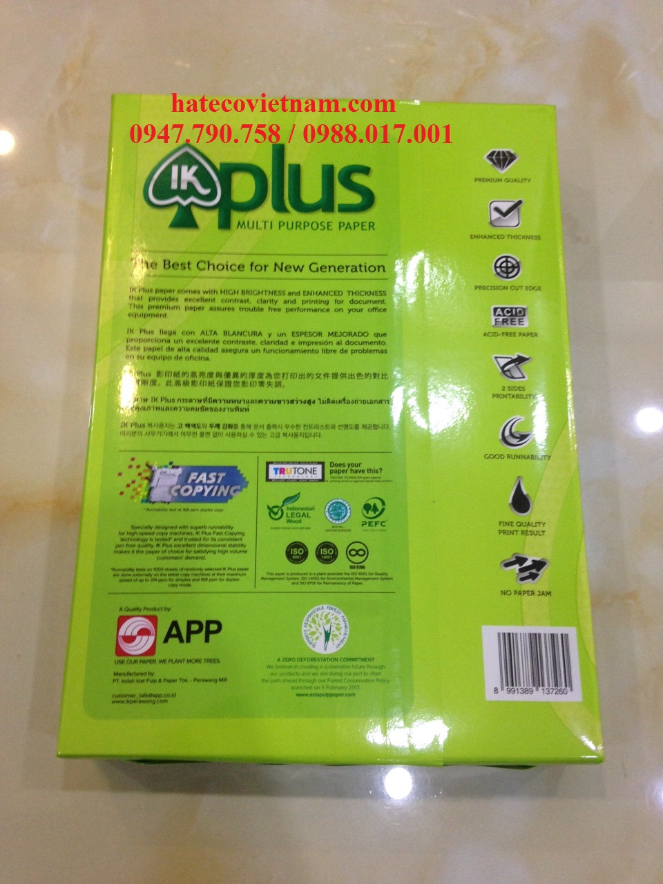 GIẤY IN A4 IK PLUS 70GSM (500 tờ) - NHẬP KHẨU INDONESIA HÀNG CHÍNH HÃNG