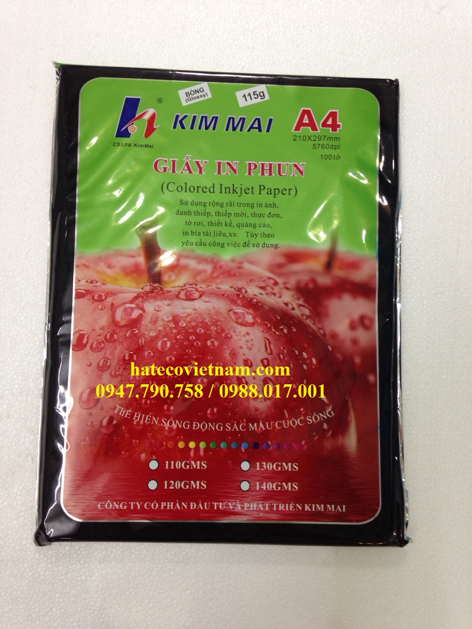 Giấy in ảnh Kim Mai ĐL 115 gsm, bóng 1 mặt (100 tờ) - Giấy Couche HÀNG CHÍNH HÃNG