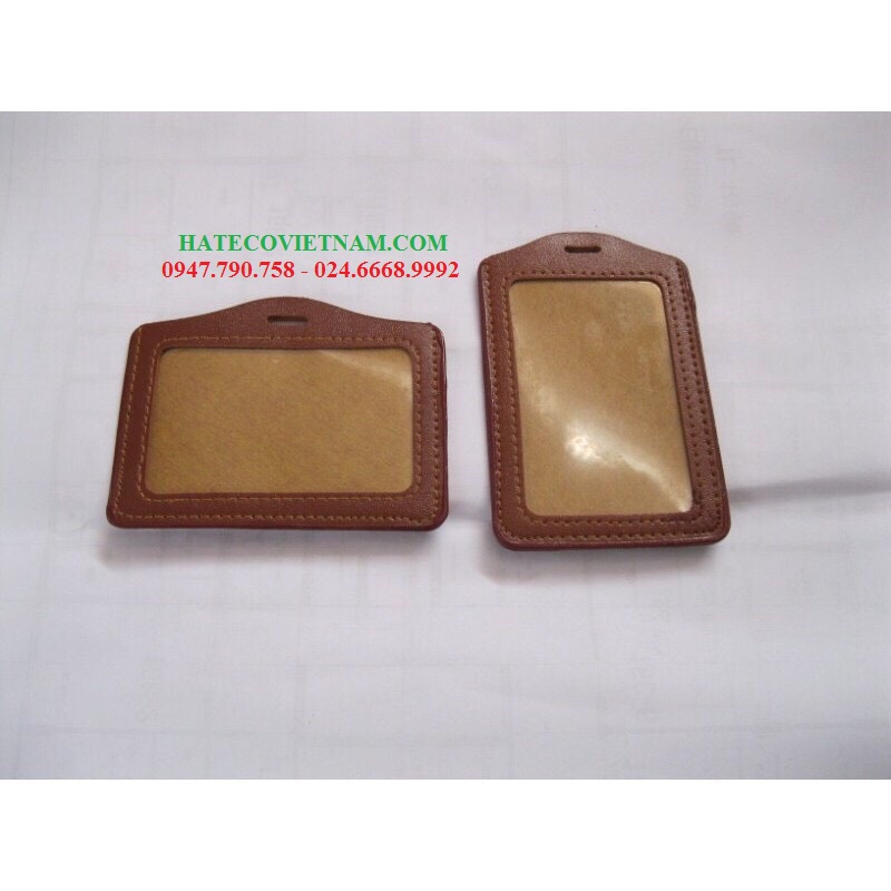 BAO ĐEO THẺ DA NGANG 1 MẶT NÂU (KT: 80mm * 102mm) - MẶT THẺ DA NÂU DỌC