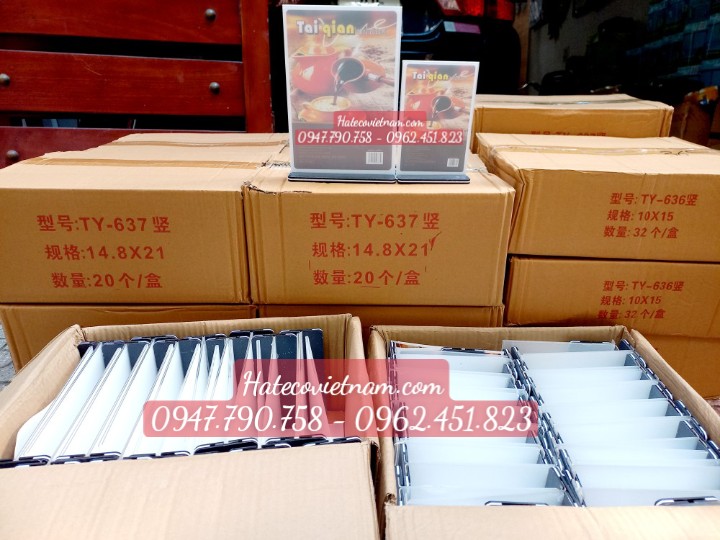 Menu mica DỌC SN trong suốt (đế đen) - Biển để bàn - STANDER - Menu mica để bàn