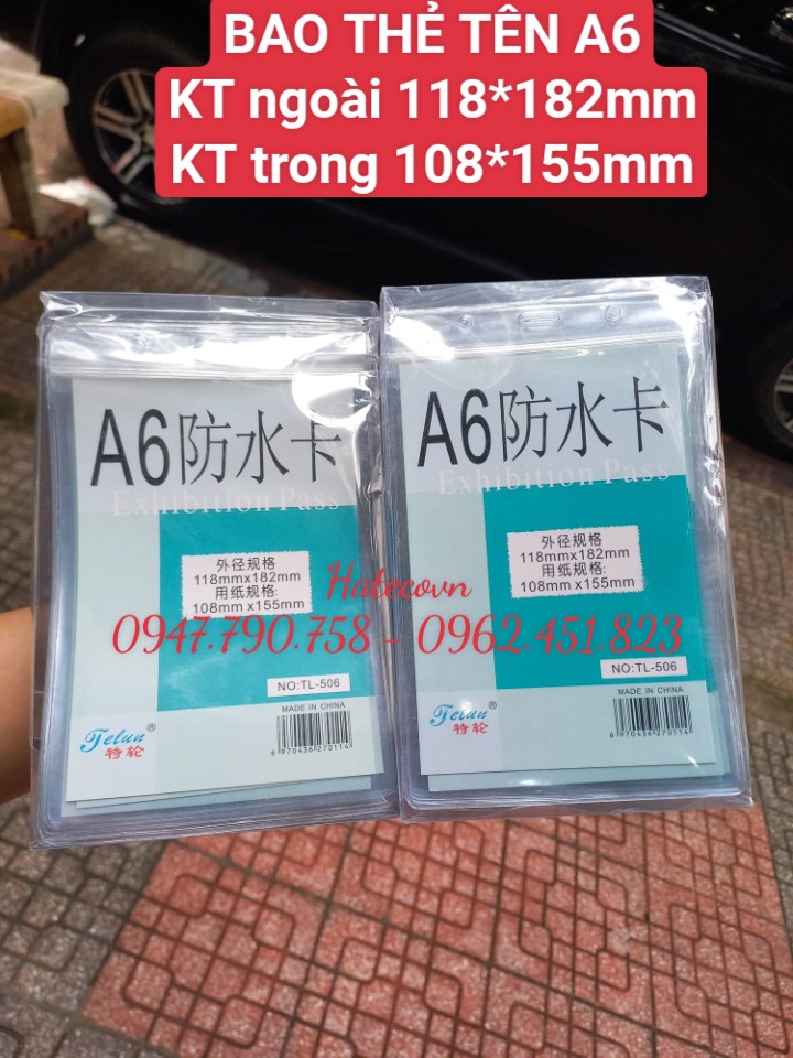 BAO THẺ TÊN A6 - 506 (LOẠI 1) có zíp chống thấm nước, KT 118*182mm - MẶT THẺ NHÀ BÁO, SỰ KIỆN