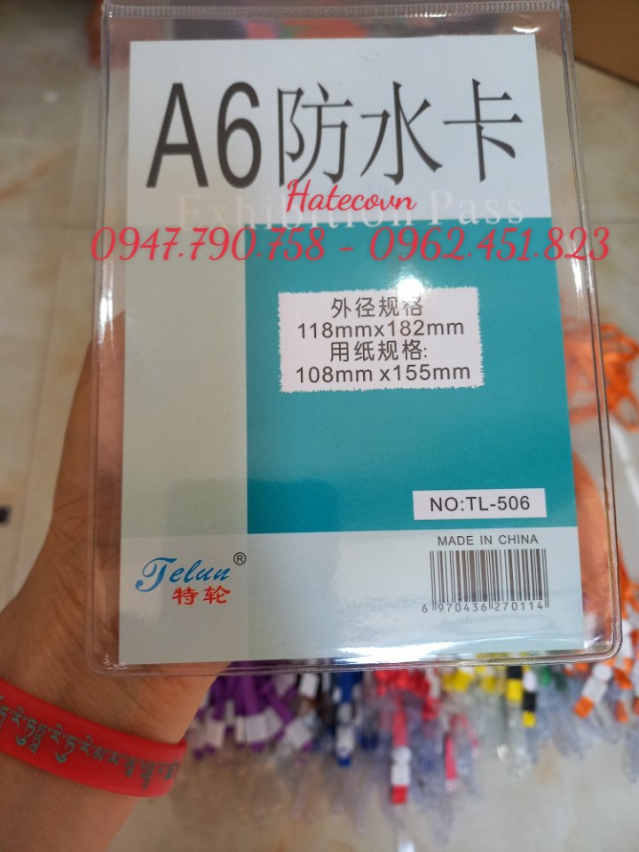 BAO THẺ TÊN A6 - 506 (LOẠI 1) có zíp chống thấm nước, KT 118*182mm - MẶT THẺ NHÀ BÁO, SỰ KIỆN