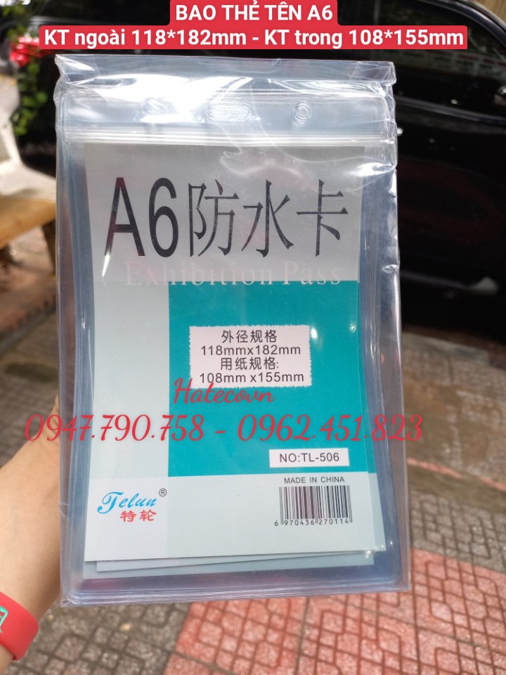 BAO THẺ TÊN A6 - 506 (LOẠI 1) có zíp chống thấm nước, KT 118*182mm - MẶT THẺ NHÀ BÁO, SỰ KIỆN