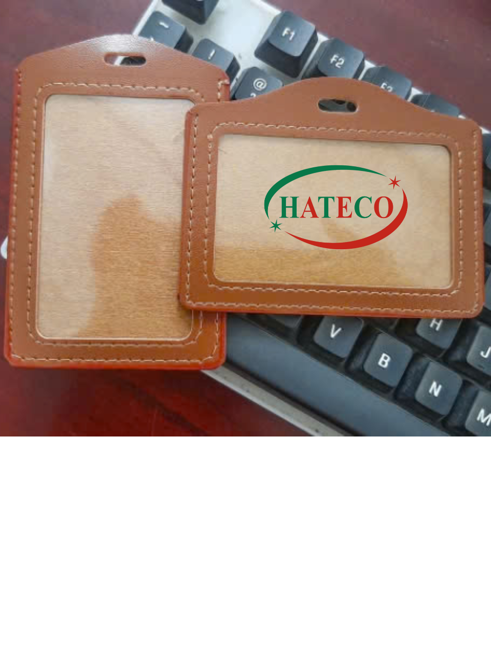 BAO ĐEO THẺ DA NGANG 1 MẶT NÂU (KT: 80mm * 102mm) - MẶT THẺ DA NÂU DỌC