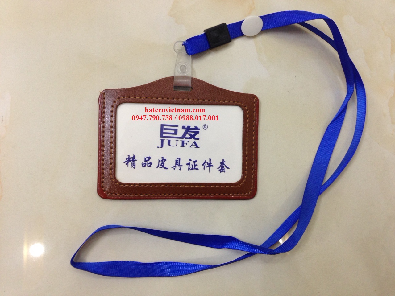 BAO ĐEO THẺ DA NGANG 1 MẶT NÂU (KT: 80mm * 102mm) - MẶT THẺ DA NÂU DỌC