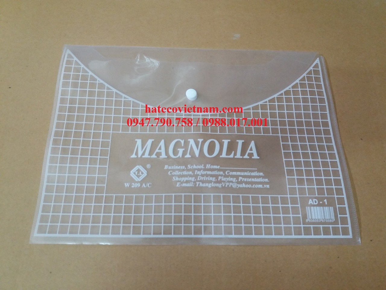 Túi Clearbag khổ A dày AD-1 ( Túi myclear, túi khuy, bìa nút, túi cúc)