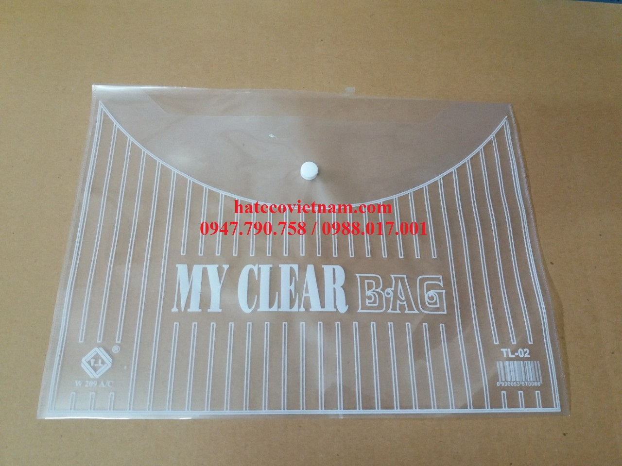 Túi Clearbag khổ A trung TL02 ( Túi myclear, túi khuy, bìa nút, túi cúc)