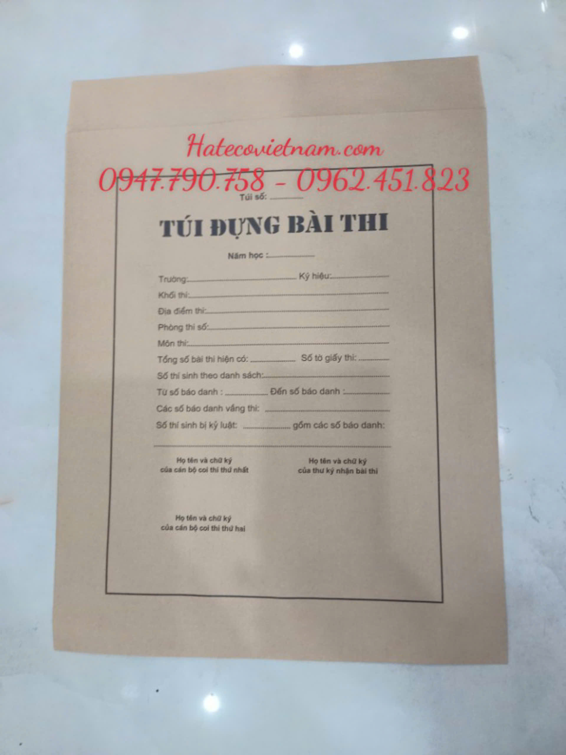 Túi đựng bài thi - Giấy thi Giấy krap Nhật mỏng dai (KT: 30 *37,5cm)