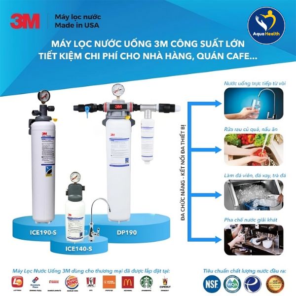 Aquahealth cung cấp đa dạng các máy lọc nước 3M và lõi lọc thay thế các model