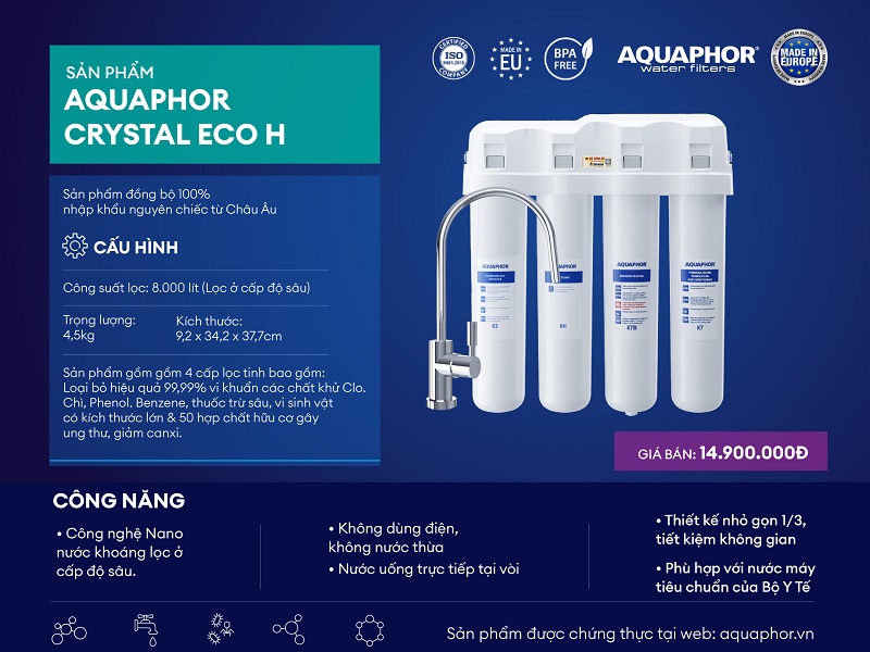 Điểm nổi bật máy lọc nước Aquaphor Crystal Eco H