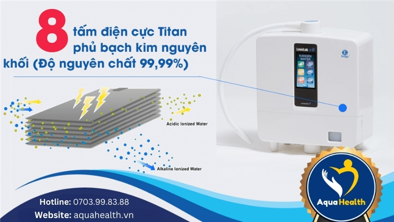 8 tấm điện cực máy điện giải Kangen Leveluk K8 được thiết kế nguyên khối