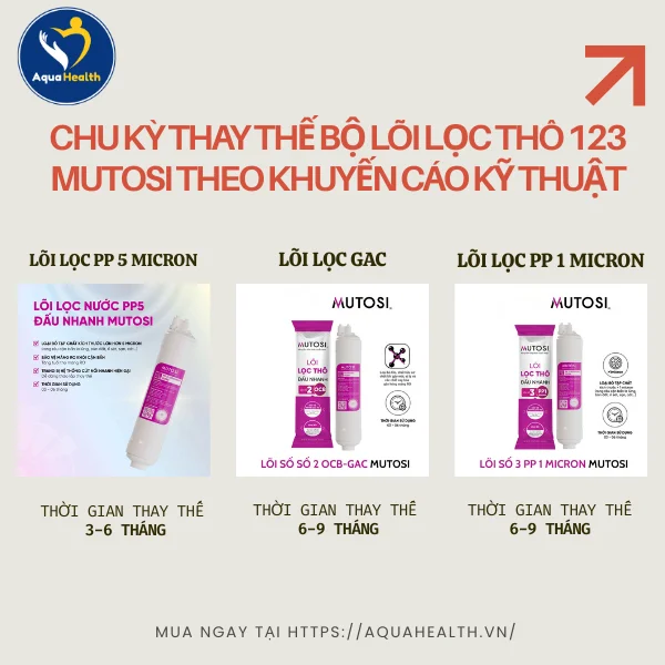 Chu Kỳ Thay Thế Bộ Lõi Lọc Thô 123 Mutosi Theo Khuyến Cáo