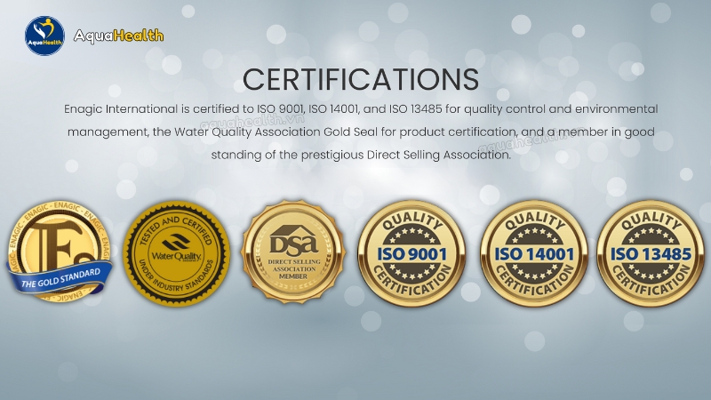 Enagic đạt chứng nhận “Gold Seal” từ Water Quality Association (WQA)