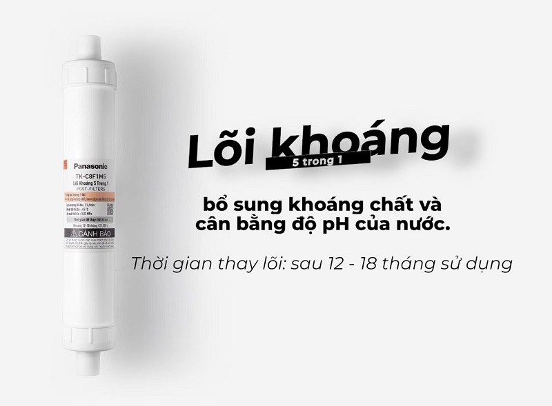 Lõi khoáng 5 trong 1: bổ sung khoáng chất và cân bằng độ pH của nước