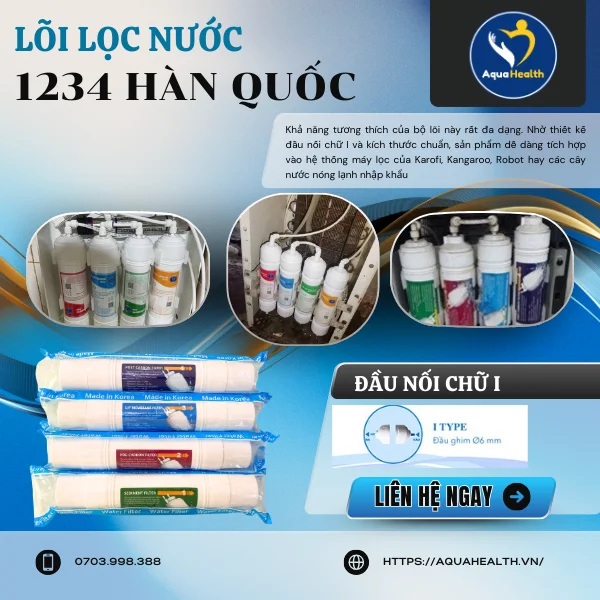 Lõi Lọc Nước 1234 Đúc Hàn Quốc Chuẩn Đầu I Cho Máy Lọc UF Nóng Lạnh