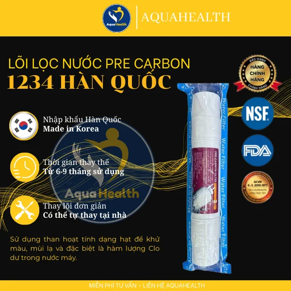 Lõi Lọc Pre Carbon – Hấp Phụ Clo Và Hợp Chất Hữu Cơ Trong Nước Máy