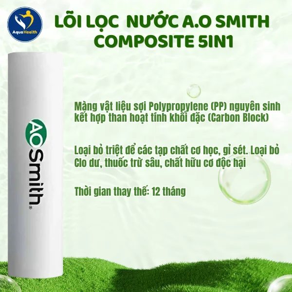 Bộ lõi lọc nước A.O Smith LUX-AOU800HOT - Lõi lọc nước Composite 5in1