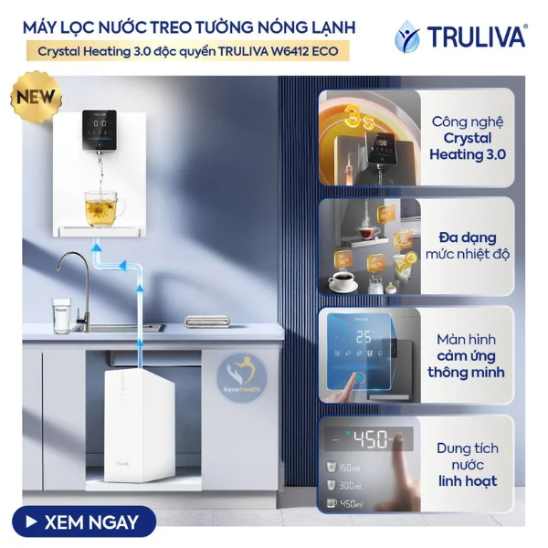 Máy Nóng Lạnh Treo Tường Truliva W6412 – Giải Pháp Nước Sạch Cho Căn Bếp Hiện Đại