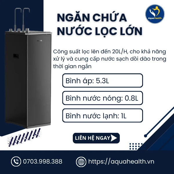 Máy lọc nước tủ đứng RO Philips ADD8922/74- Ngăn chứa nước dung tích lớn