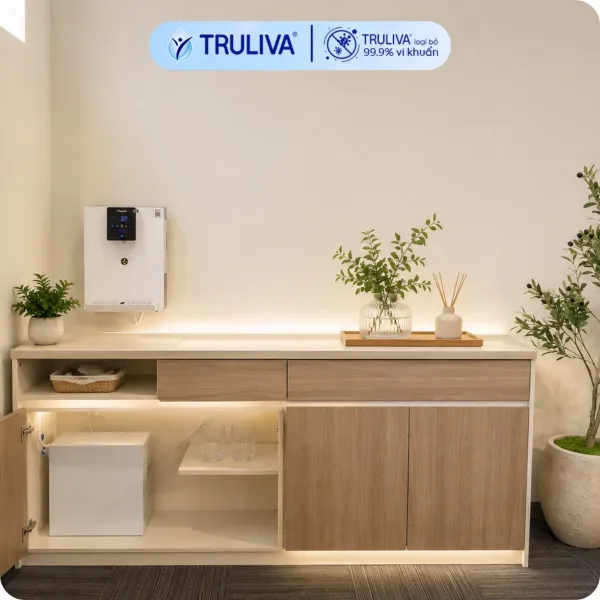 Sự Nhỏ Gọn Sau Lắp Đặt Của Máy Lọc Nước Nóng Lạnh Truliva W6412 UR3626