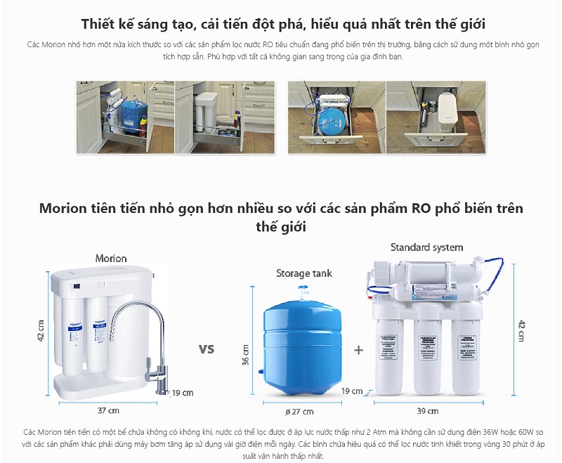Máy lọc nước RO Aquaphor Morion DWM 101S nhỏ gọn vs các sản phẩm khác trên thị trường