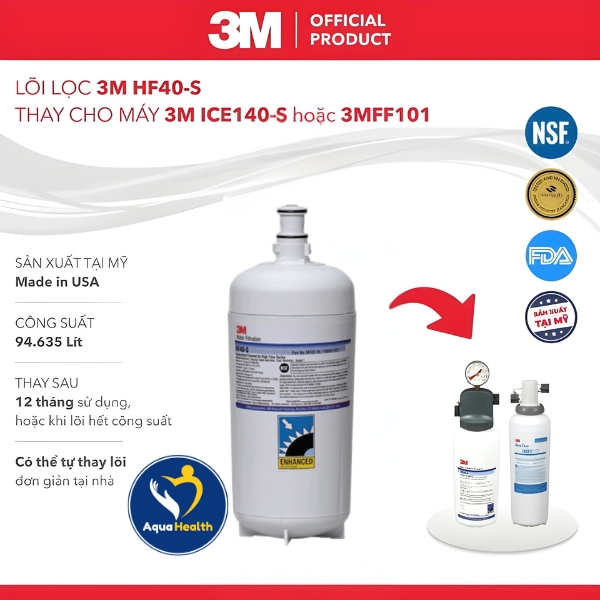 Thông số kỹ thuật lõi lọc thay thế máy lọc nước 3M ICE140-S