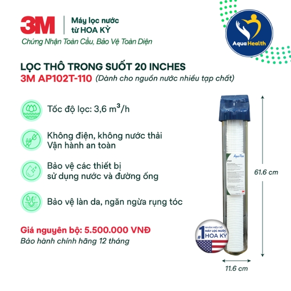 Thông số kỹ thuật Lõi Lọc Thô 3M AP102T