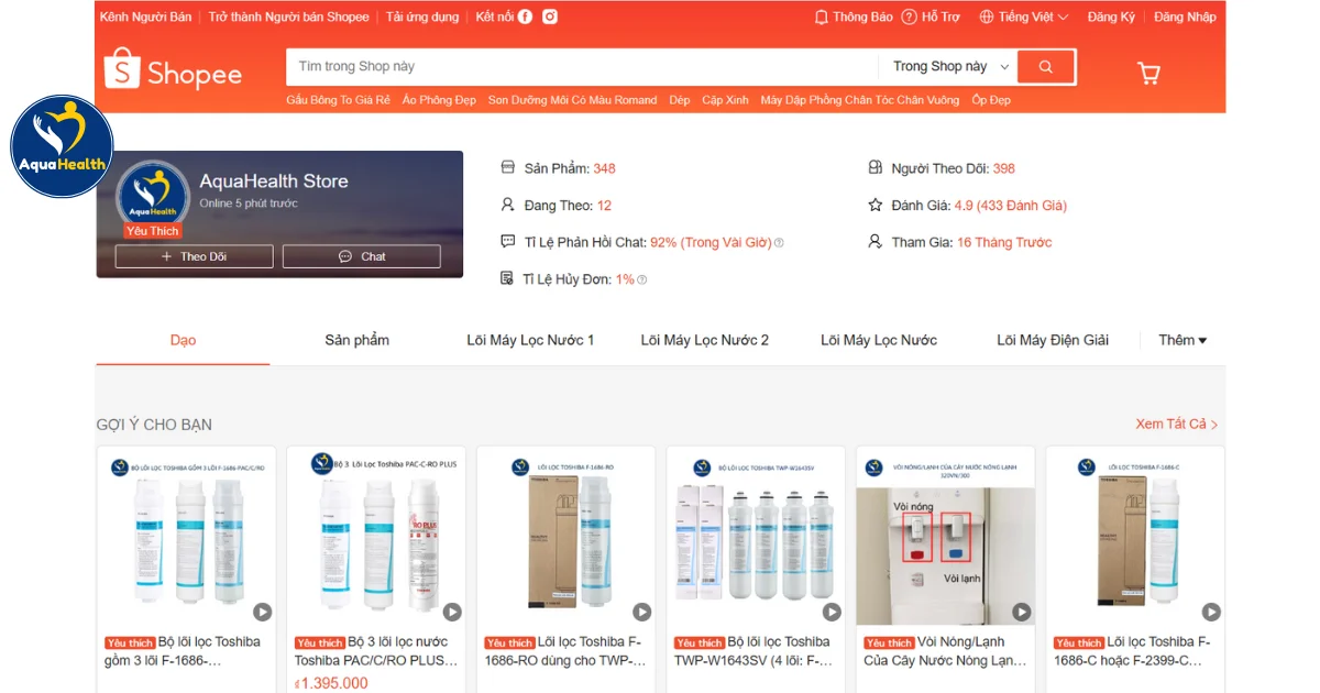 Trang Shopee chính thức của AquaHealth