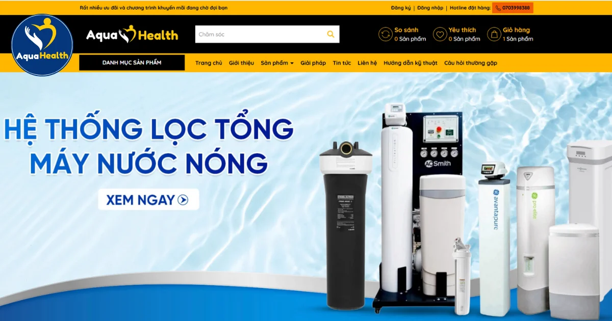 Trang website chính thức của AquaHealth