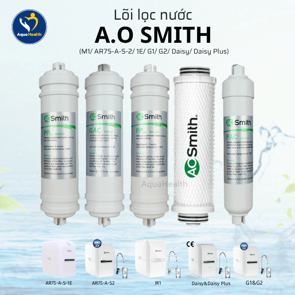 Bộ 5 Lõi Lọc Nước A.O Smith (M1/AR75-A-S-2/1E/G1/G2/Daisy/Daisy Plus)