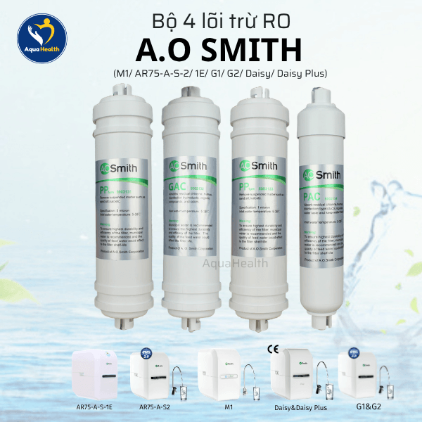 Bộ 5 Lõi Lọc Nước A.O Smith (M1/AR75-A-S-2/1E/G1/G2/Daisy/Daisy Plus)