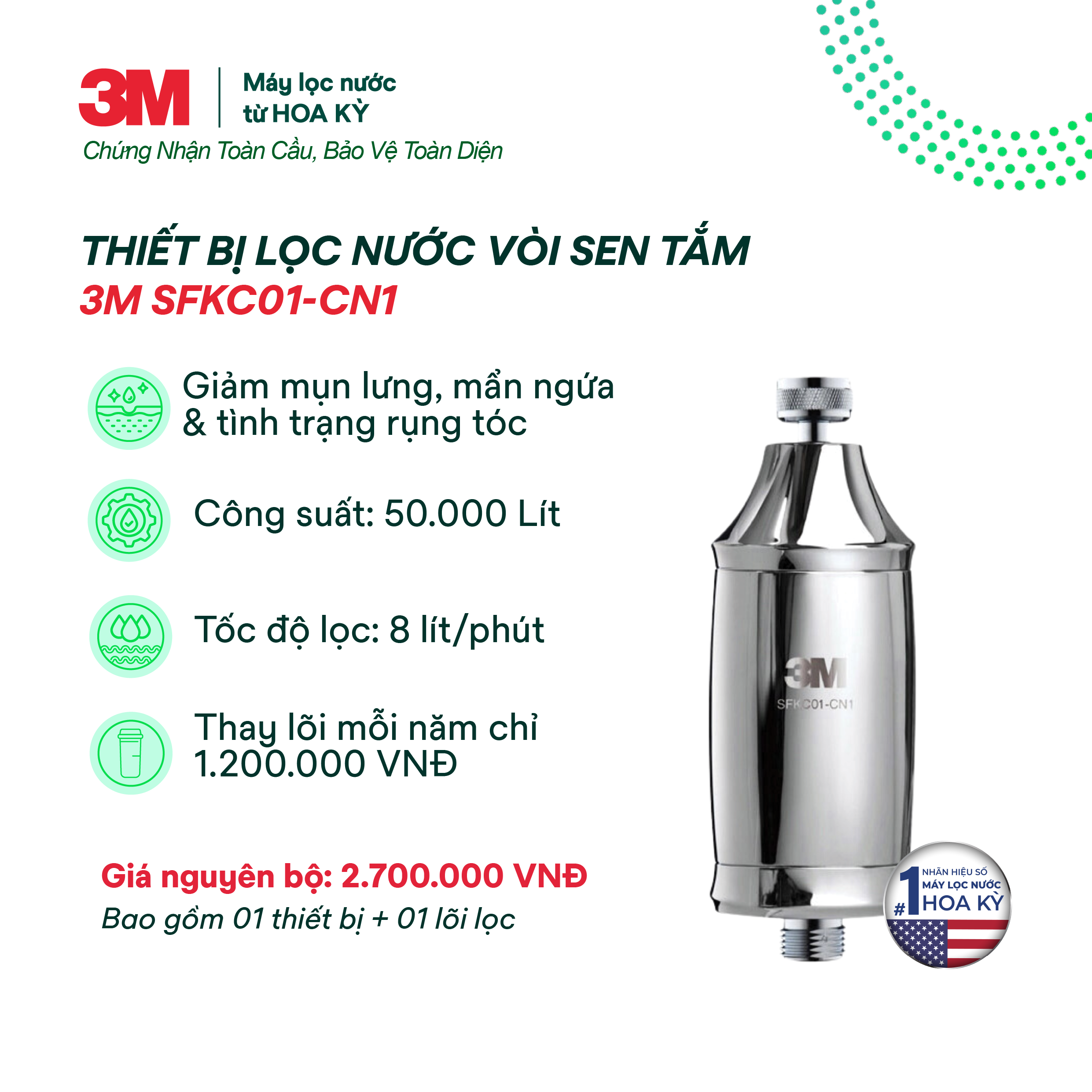Thiết Bị Lọc Vòi Sen Tắm 3M SFKC01-CN1