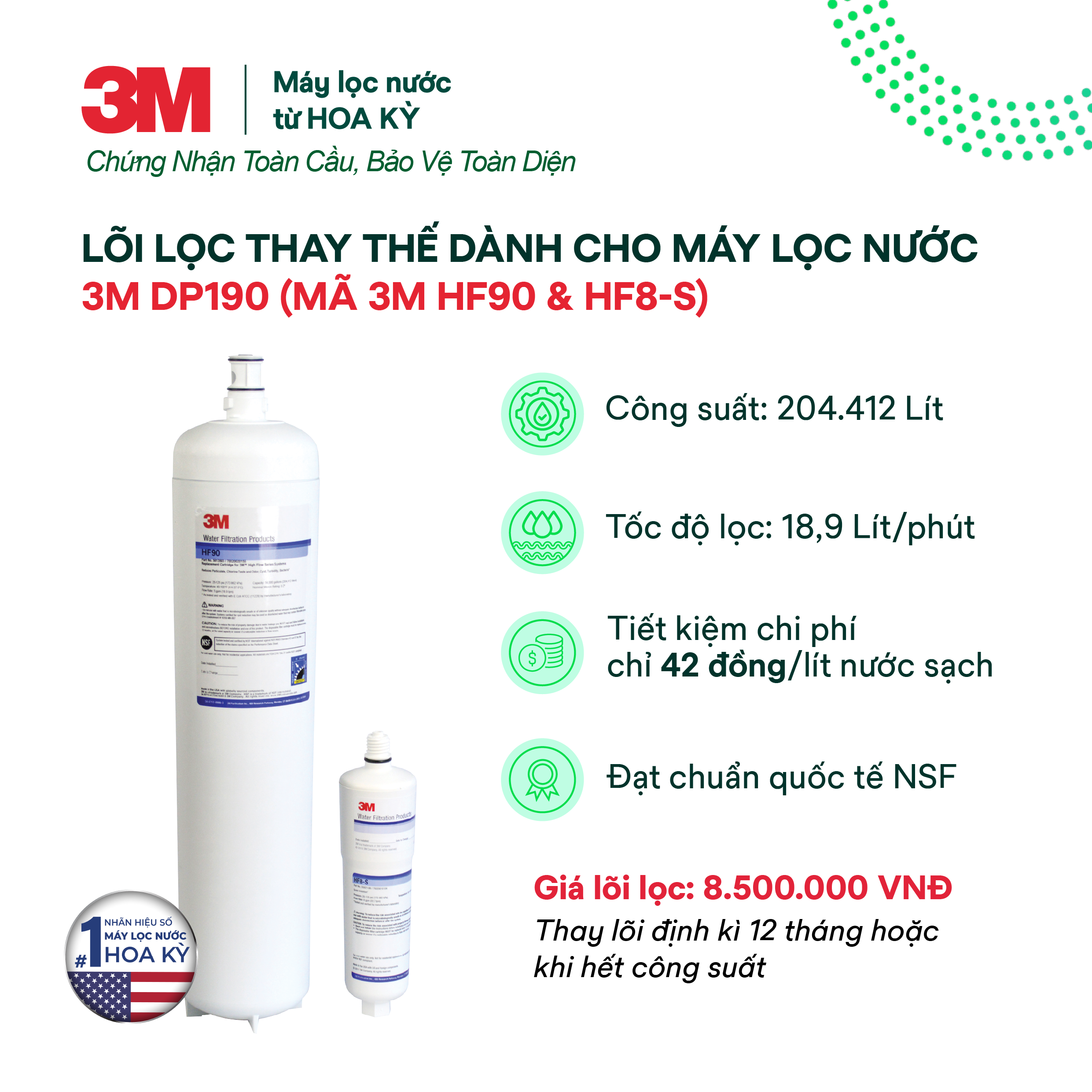 Lõi Lọc Nước 3M DP190 (mã HF90 và HF8-S)