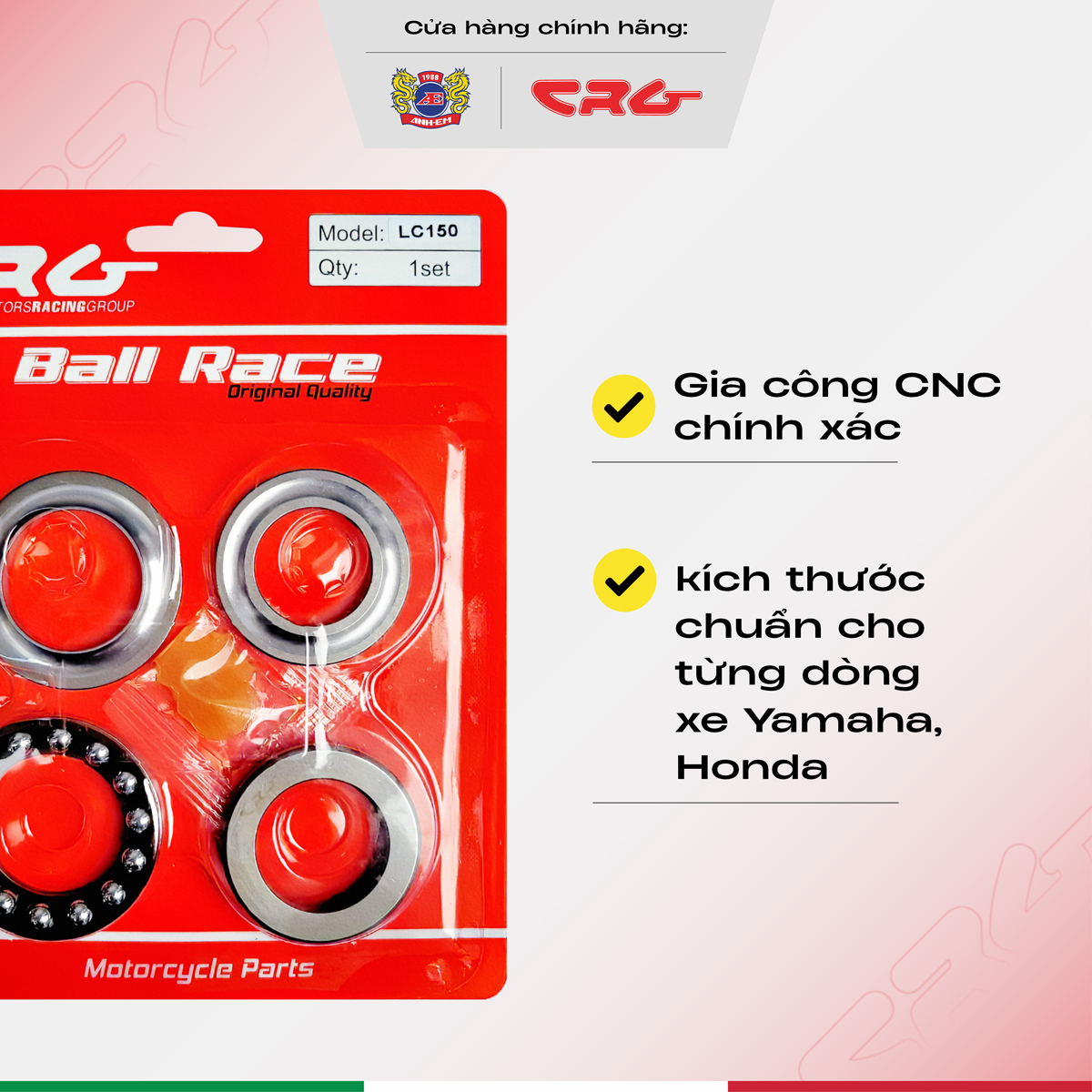 Chén cổ bi tròn tăng bi chống lỏng cổ CRG cho các dòng xe Honda Yamaha phổ thông